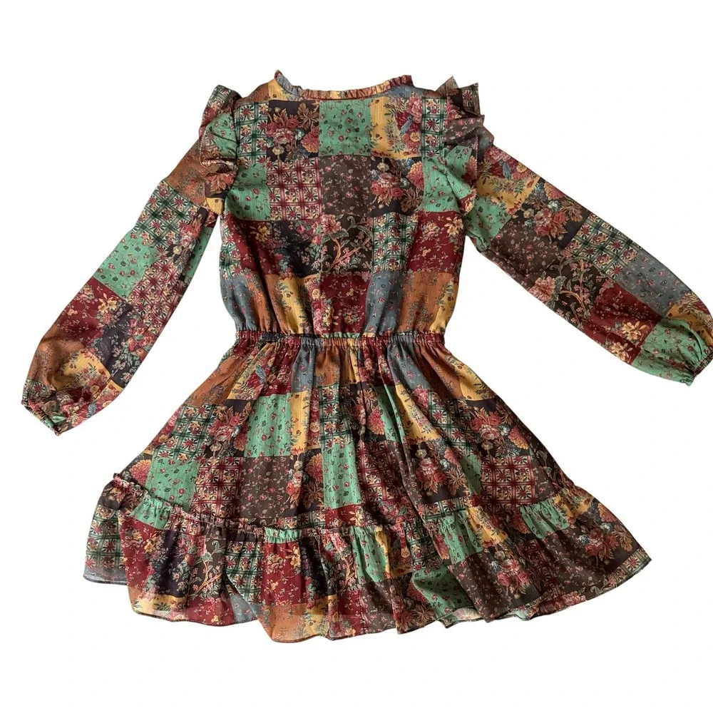 POLO COUNTRY Ralph Lauren Girls Dress 7 Patrick Floral Ruffle Boho Prairie